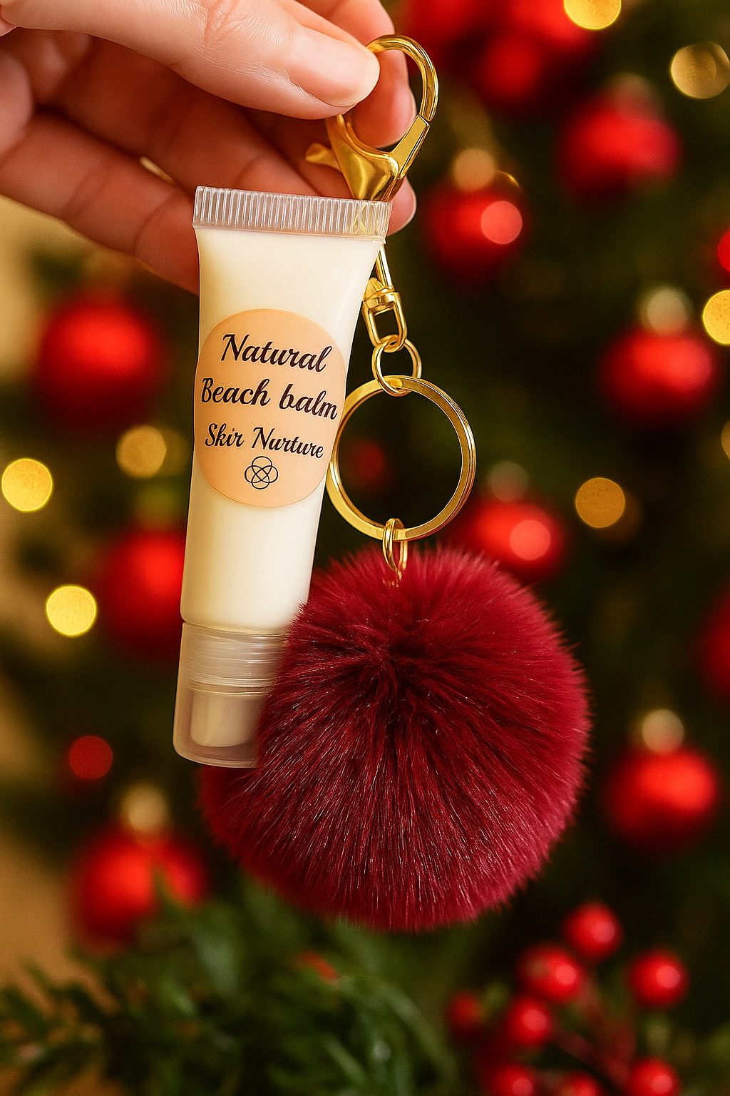 Christmas gift 🎄            Natural Moisturising Balm with Bordeaux key holder